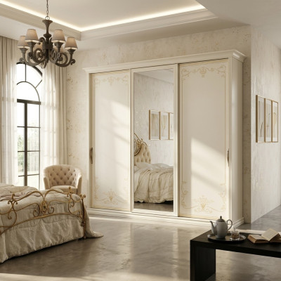 Schlafzimmer Kleiderschrank Schiebetüren Schrank Holz Mehrzweckschrank Spiegel