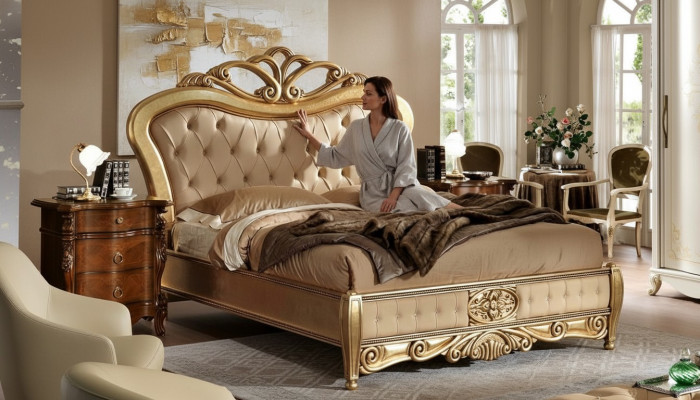 Bett Chesterfield Gold Betten Barock Massivholz Gold Doppelbett Design Möbel