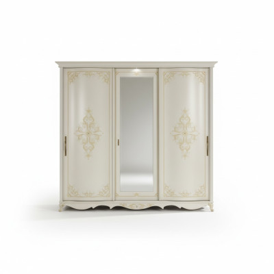 Schlafzimmermöbel Kleiderschrank mit Spiegel Coupe Massivholz Design Italien Neu