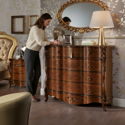 Kommode Naturholz Schlafzimmer Schublade Lounge Design Neu Möbel Braun