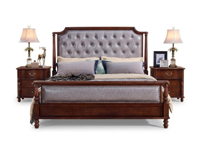 Schlafzimmer Bett Nachttisch Betten Holz Gruppe Doppel Design Set 3tlg.