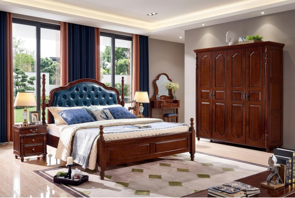 Bett 2x Nachttische 3 tlg. Schlafzimmer Set Design Luxus Klassisch