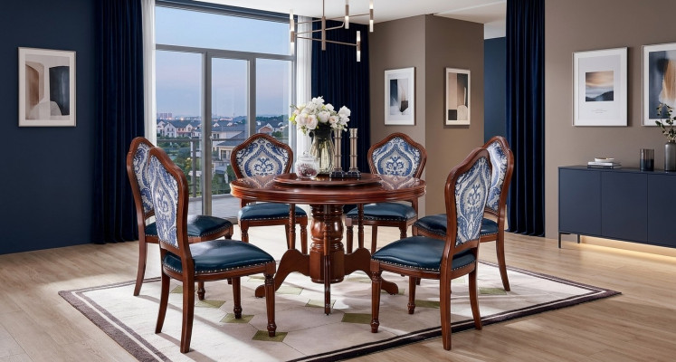 Esstisch + 6x Stühle Esszimmer Set Essgruppe Tisch Möbel Design 7tlg