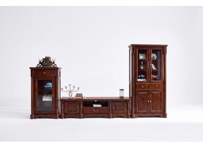 Design Wohnwand Lowboard TV-Schrank 2 Vitrinen 3tlg. Set Klassisch Stil