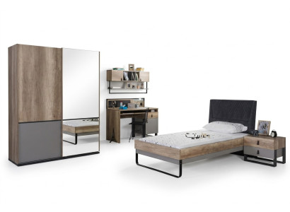 Komplett Jugendzimmer Kinderzimmer Set Tisch Bett Kleiderschrank Nachttisch 4tlg