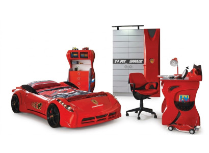 Kinderzimmer Auto Set Bett Kleiderschrank Kommode Schreibtisch Junge Möbel 4tlg