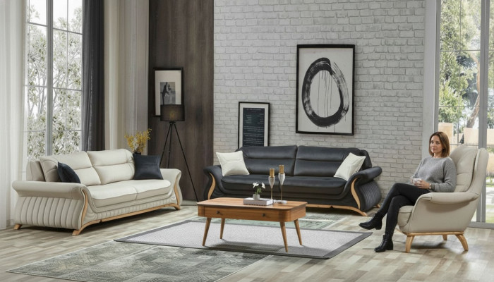 Design Sofagarnitur Polster Sofa Sessel Set Garnitur 3+3+1 3 tlg. Set