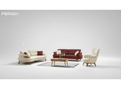 Gruppe Sofagarnitur 3+3+1 Sitzer Luxus Sofa Sessel Sofas Stoff Set