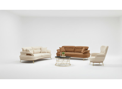 Luxus Sofagarnitur 3+3+1 Sitzer Dreisitzer Sofa Sofas Sessel Design