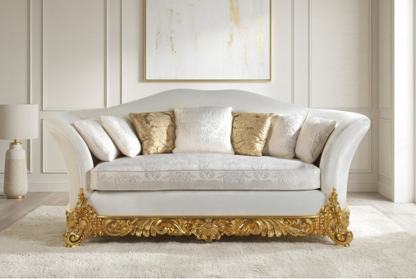 Weißes Sofa klassisches Dreisitzer Sofas Wohnzimmer Textil Couches 3 Sitze