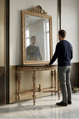 Möbel Stil Barock Konsolentisch Spiegel Holz Italienische Tische Konsolen 2tlg.