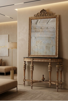 Möbel Stil Barock Konsolentisch Spiegel Holz Italienische Tische Konsolen 2tlg.