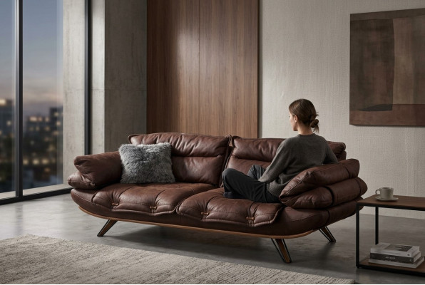 Multifunktions Couch Dreisitzer Sofa Couchen Möbel Sofas Braun Weich gepolstert