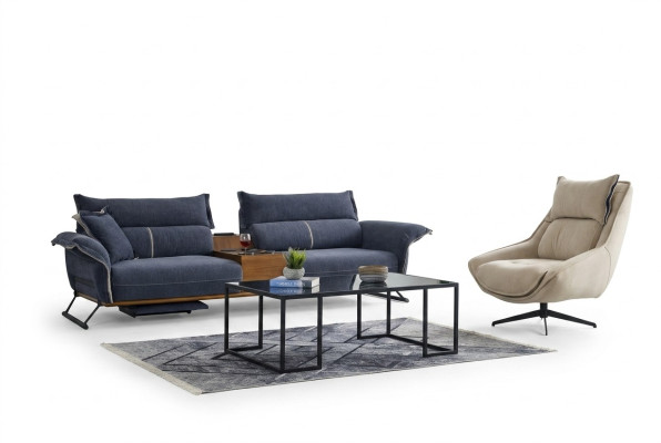 Luxus Garnitur Set Sofagarnitur 4+1 Sitzer Sofa Sofas Sessel Stoff 2tlg. Sets