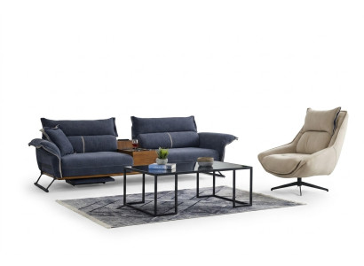 Luxus Garnitur Set Sofagarnitur 4+1 Sitzer Sofa Sofas Sessel Stoff 2tlg. Sets