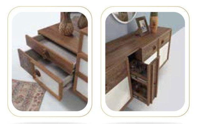 Kommode Schubladen Holz Sideboard Spiegel Massiv Wohnzimmer Kommoden