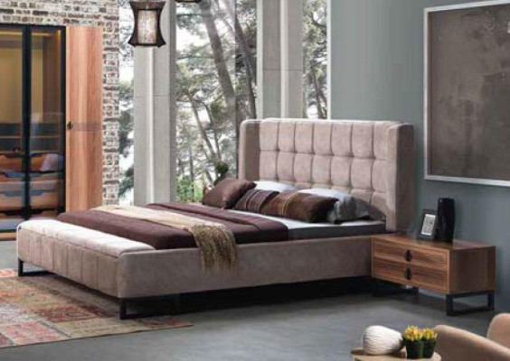 Schlafzimmer Set 5tlg. Luxus Bett 2x Nachttisch Kommode Kleiderschrank Holz Neu