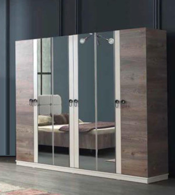 Komplettes Schlafzimmer Bett Bank Schminktisch Kleiderschrank Nachttisch 5tlg.