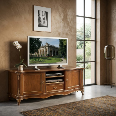 TV Sideboard RTV Wohnzimmer Design Regal Braun Holz Regale Lowboard Italien Neu