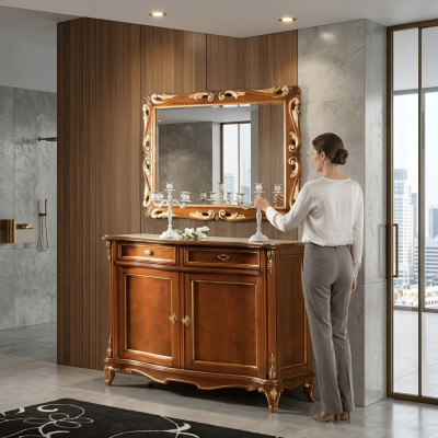 Sideboards Holz Schrank Möbel Kommoden Braun Kommode Anrichte Sideboard Massiv