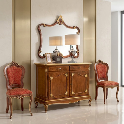 Anrichte Kommode Spiegel Kommode Schubladen Holz Art Deco Luxury Design Set 2tlg