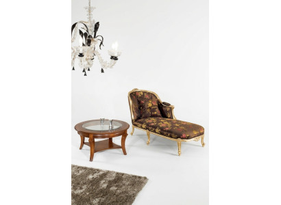 Klassische Chaiselongue + Couchtisch Gold Blumen Liege Italienische Möbel Tisch