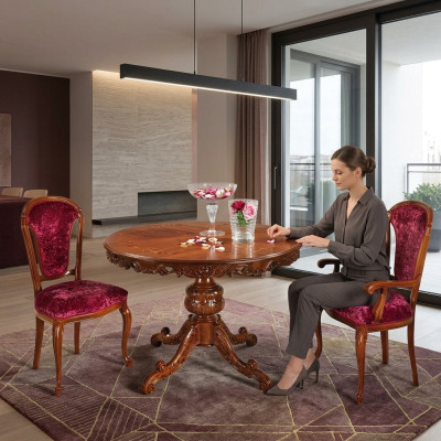 Designer Massivholz Esstisch Esszimmer Ausziehbarer Tisch Einsatzplatte