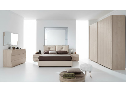 Luxus Set 6tlg. Schlafzimmer Bett Nachttisch Kommode Spiegel Kleiderschrank Neu