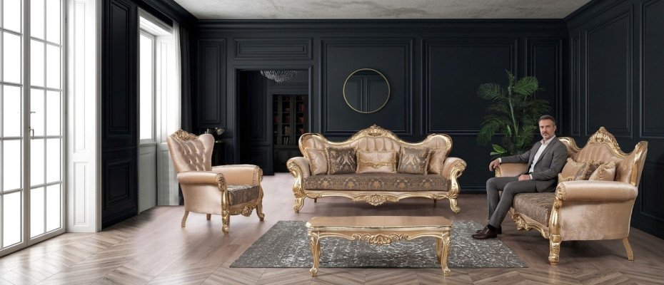 Luxus Sofagarnitur 3+1 Sitzer Garnitur Sessel Sofas Sitz Stoff Wohnzimmer Neu