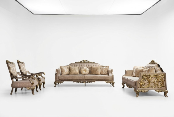Sofagarnitur 3+3+1+1 Sitzer Couchtisch Sofa Sofas Sessel Stoff 225 cm Set 5tlg