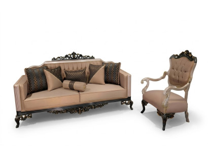 Luxus Garnitur Set Sofagarnitur 3+1 Sitzer Sofa Sofas Sessel Stoff 2tlg. Sets