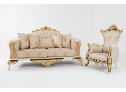 Dreisitzer Sofa 3 Sitzer Klassische Sofa Sofas Couch Stoff Stil Barock Möbel Neu