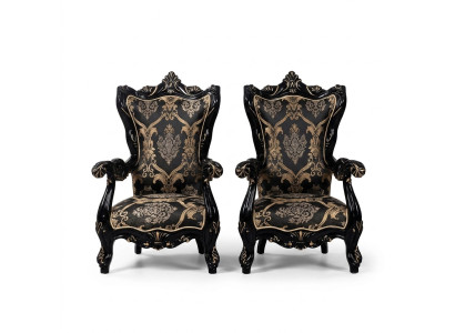 Sessel Ohrensessel Luxus Stoff Sitz Sitzer Design Polster Barock Textil Möbel