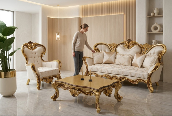 Garnitur Sofagarnitur 3+1 Sitzer Sofa Sessel Sofas Stoff Gruppe Wohnzimmer Neu