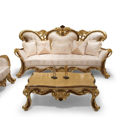 Luxus Dreisitzer Sofa 3 Sitzer Sofa Sofas Sessel Stoff Stil Barock Rokoko 240cm