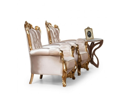 Sessel Ohrensessel Luxus Stoff Sitz Sitzer Design Polster Barock Textil Möbel
