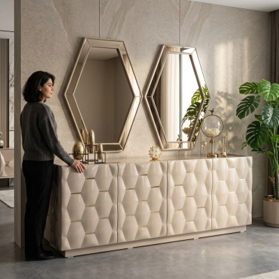 Kommode Schubladen Holz Sideboard Spiegel 3tlg Massiv Kommoden Wohnzimmer Neu