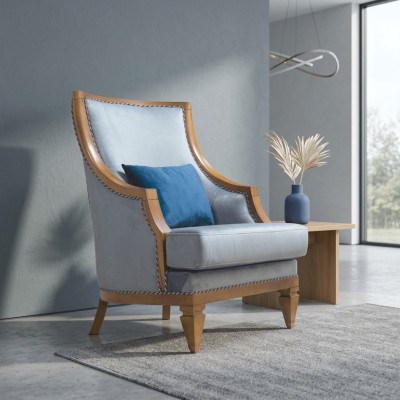 Moderner Grauer Sessel Textil Einsitzer Leder 1-Sitzer Wohnzimmer Neu