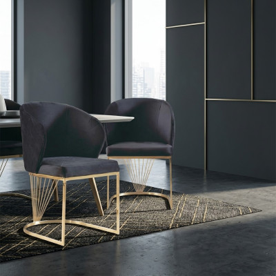 Stuhl 2x Stühle Gruppe Set Wohn Esszimmer Garnitur Modern Stil Textil