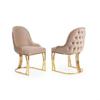 Esszimmer Stühle Holz Luxus Stuhl Beige Wohnzimmer italienischer Stil