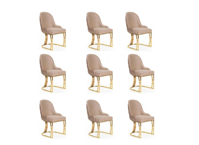 Design Stuhl Set 8x Sessel Edelstahl Textil Polster Stühle Esszimmer