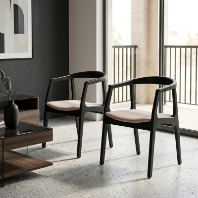 Set 2x Stoff Massivholz Stuhl Gruppe Design Stühle Ess Wohn Zimmer