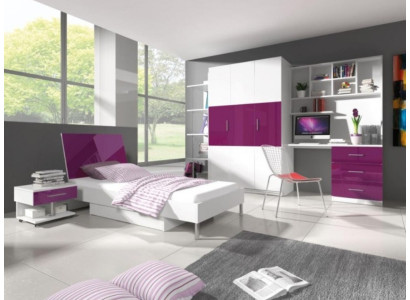 Schlafzimmer Lila Bett 2x Nachttisch Schreibtisch Kinderbett Set 5tlg.