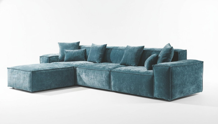 Ecksofa Blau Wohnzimmer Elegante Wohnecke Design Möbel Eckgarnitur