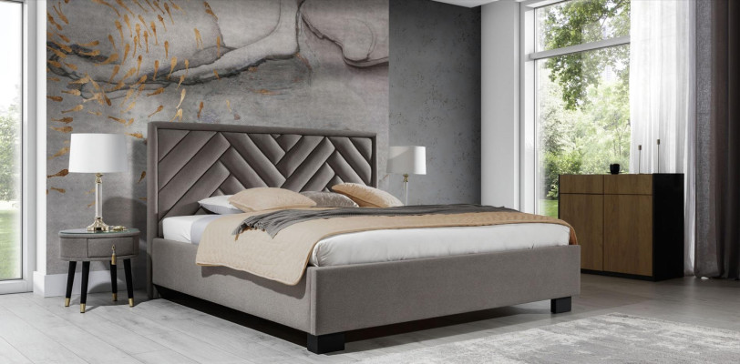 Polster Bett Möbel Schlafzimmer Betten Taupe Braun 200x200cm Samt