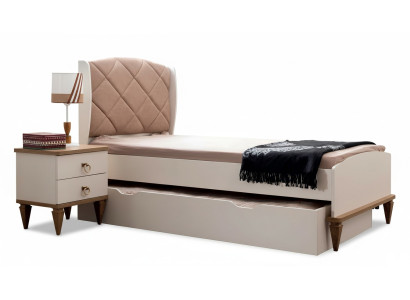 Kinderzimmer Set Beige Kinderbett Nachttisch Jungzimmer Design Modern Neu 2tlg.
