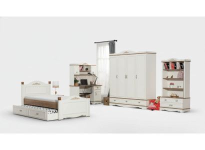 Modernes Schlafzimmer Jugendzimmer Set Bett Nachttisch Bücherregal Tisch 5tlg.