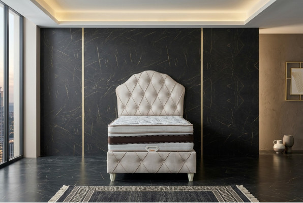 Bett weiß Einzelbett Schlafzimmer Boxspringbett Chesterfield Stil Betten