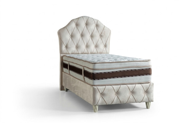 Bett weiß Einzelbett Schlafzimmer Boxspringbett Chesterfield Stil Betten