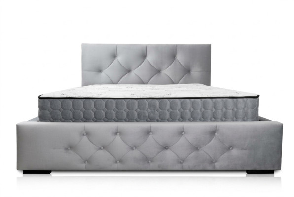 Bett Weiß Modern Design Stoff Polster Schlafzimmer Doppelbett Holz Elegantes Neu
